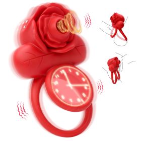 Vibrating Cock Ring with Rose Clitoral Stimulator, 10 Sucking Modes Couple Pleasure Penis Vibrator Sex Toys for Men