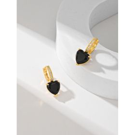 Fashion Multi-color Copper Earrings Studded With Zircon (Option: Black)