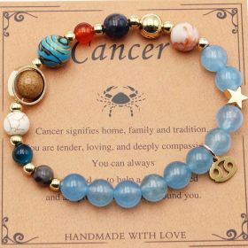 Twelve Constellations Bracelets Natural Stone Beaded Eight Planets (Option: Cancer)