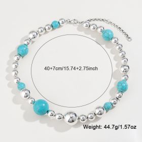 Elegant Turquoise Beaded Necklace For Women Europe And America Cross Border Fashion Beaded (Option: DNXN047491color)