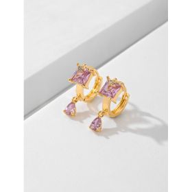 Popular Fashion Earrings Copper-plated Gold (Option: Pink)