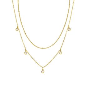 Waterdrop Chain Necklace,COLORFUL BLING Dainty Necklace Sideways Pendant Necklace For Women Gold Jewelry (Option: Golden)