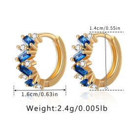 Leaf Inlaid Zircon Emerald Temperament Ear Clip Special-interest Design (Option: KE10493color-18K)