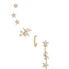 Romantic Star And Moon Series Popular Butterfly Earrings (Option: Gold-A)