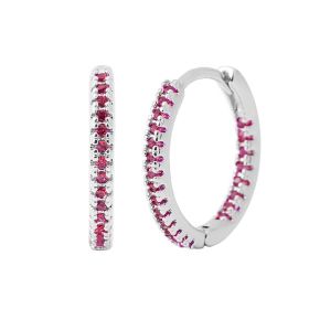 Circle Female Earrings Ear Clip Multicolor Zircon Elegant (Option: Silver Red Diamond)