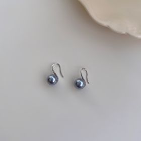 Sterling Silver Needle Japanese And Korean Pearl Earrings Non-piercing Ear Clip (Option: 14mm grey pearl silver)