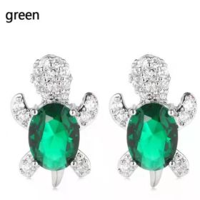 Cute Little Animal Niche Design Earrings Jewelry Stud Earrings (Option: Green)