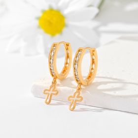 Popular Multi-style Design Gold-plated Ornament Cross Earrings (Option: EH048)