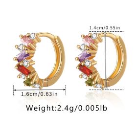 Leaf Inlaid Zircon Emerald Temperament Ear Clip Special-interest Design (Option: KE10492color-18K)
