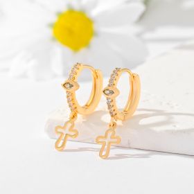 Popular Multi-style Design Gold-plated Ornament Cross Earrings (Option: EH056)