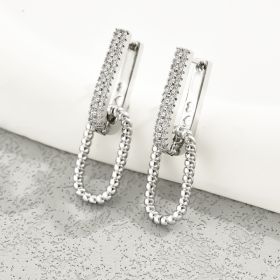 Fashion OL Sweet Cool Hot Girl Style Earrings Female Simple (Option: Silver-Copper And Zircon)
