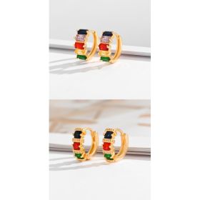 Fashion Multi-style Square Crystal Zircon Ornament Gold Plated Diamond Ear Ring (Option: EH011 and EH006)