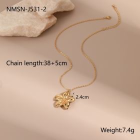 European And American Dignified Flowers Necklace Titanium Steel Earrings Open Ring (Option: NMSN J5312 Small Size Necklace-18K)