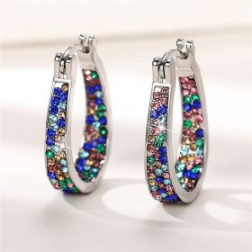 European And American Colorful Ear Clip Fashion Diamond Women's Earrings (Option: E302 Color)
