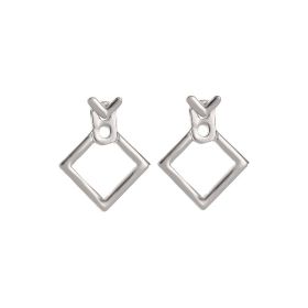Hollow Diamond Square Stud Earrings (Option: Square silver)