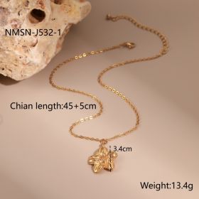 European And American Dignified Flowers Necklace Titanium Steel Earrings Open Ring (Option: NMSN J5321 Large Necklace-18K)
