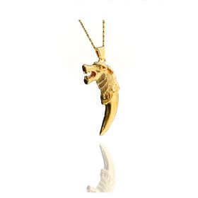 24k Gold Jewelry,Viking Wolf Necklace,Vintage Gothic Tribal Pendant,Punk Style Domineering Fierce Amulet Wolf Head Jewelry (Option: Gold)
