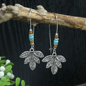 Silver Geometric Metal Turquoise Earrings (Option: A8003)