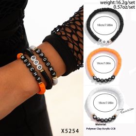 European And American Halloween New Skull Pumpkin Bracelet Suit (Option: 03 5254 Mixed Colors-See Details)