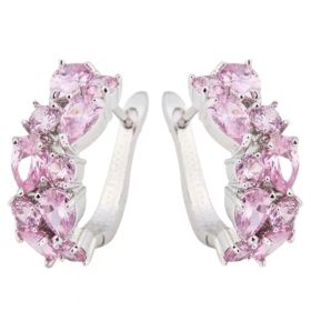 Diamond Crystal Zircon Ear Clip Affordable Luxury Earrings Women (Option: Pink)