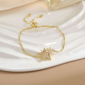 Simple Rotatable Flower Color-preserving Pure Copper Gold-plated Bracelet (Option: Rotating Bracelet 33)