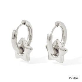 XINGX Earrings Stainless Steel Glossy Earrings (Option: PDE851 Silver)