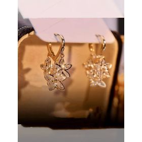 Women's Trendy Temperament Net Red Flower Earrings (Option: Gold)