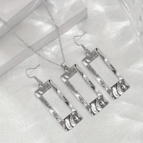 Lxalry Gold-Toned Hammered Geometric Jewelry Set, Recycled Alloy Necklace & Earrings For Women, Eco-Friendly Hypoallergenic Accessories For Daily (Option: Argent)