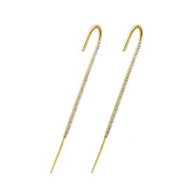 Glistening Ear Wrap Crawler Zircon Earrings Piercing Earrings Premium Earrings (Option: A-Gold-A pair)