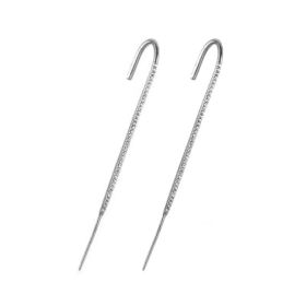 Glistening Ear Wrap Crawler Zircon Earrings Piercing Earrings Premium Earrings (Option: A-Silver-A pair)
