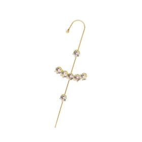 Glistening Ear Wrap Crawler Zircon Earrings Piercing Earrings Premium Earrings (Option: C-Gold-Single)