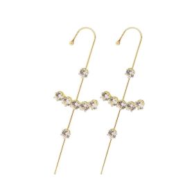 Glistening Ear Wrap Crawler Zircon Earrings Piercing Earrings Premium Earrings (Option: C-Gold-A pair)