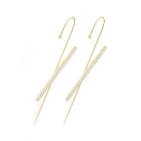Glistening Ear Wrap Crawler Zircon Earrings Piercing Earrings Premium Earrings (Option: D-Gold-A pair)