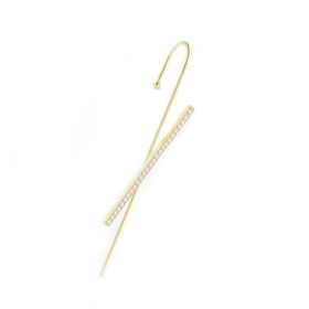 Glistening Ear Wrap Crawler Zircon Earrings Piercing Earrings Premium Earrings (Option: D-Gold-Single)