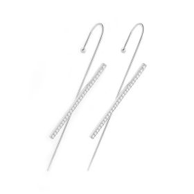 Glistening Ear Wrap Crawler Zircon Earrings Piercing Earrings Premium Earrings (Option: D-Silver-A pair)