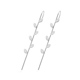 Glistening Ear Wrap Crawler Zircon Earrings Piercing Earrings Premium Earrings (Option: E-Silver-A pair)