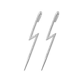 Glistening Ear Wrap Crawler Zircon Earrings Piercing Earrings Premium Earrings (Option: G-Silver-A pair)