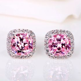 Real Diamond Earrings European And American Retro (Option: Pink)