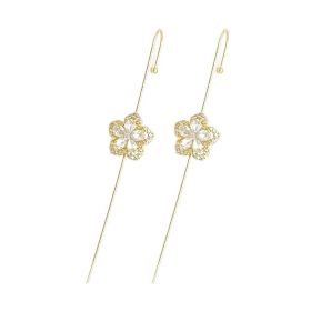 Glistening Ear Wrap Crawler Zircon Earrings Piercing Earrings Premium Earrings (Option: M-Gold-A pair)
