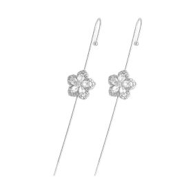 Glistening Ear Wrap Crawler Zircon Earrings Piercing Earrings Premium Earrings (Option: M-Silver-A pair)