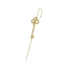Glistening Ear Wrap Crawler Zircon Earrings Piercing Earrings Premium Earrings (Option: H-Gold-Single)