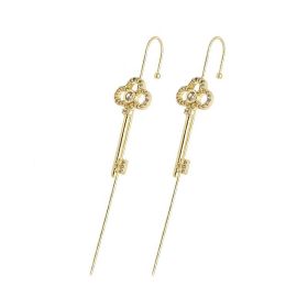Glistening Ear Wrap Crawler Zircon Earrings Piercing Earrings Premium Earrings (Option: H-Gold-A pair)