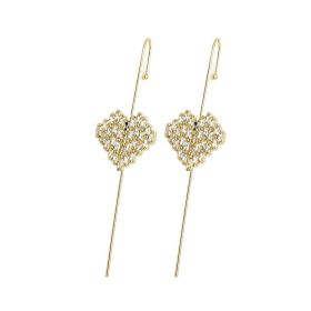 Glistening Ear Wrap Crawler Zircon Earrings Piercing Earrings Premium Earrings (Option: L-Gold-A pair)
