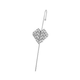 Glistening Ear Wrap Crawler Zircon Earrings Piercing Earrings Premium Earrings (Option: L-Silver-Single)
