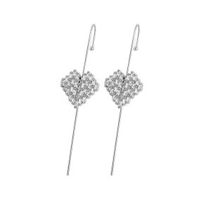 Glistening Ear Wrap Crawler Zircon Earrings Piercing Earrings Premium Earrings (Option: L-Silver-A pair)