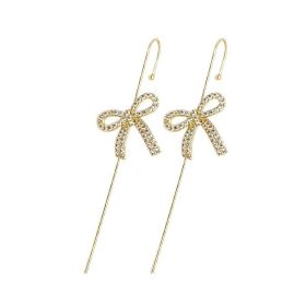 Glistening Ear Wrap Crawler Zircon Earrings Piercing Earrings Premium Earrings (Option: J-Gold-A pair)