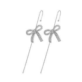 Glistening Ear Wrap Crawler Zircon Earrings Piercing Earrings Premium Earrings (Option: J-Silver-A pair)