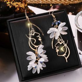 Flower Long Earrings Wild Red Rose Flower Long Rhinestone Tassel Earrings Earrings (Option: Flower girl-1 pair)