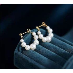 Sterling Silver Needle Japanese And Korean Pearl Earrings Non-piercing Ear Clip (Option: 7 Pearl Silver Needles)