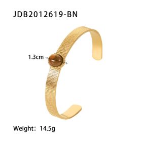 Fashionable And Versatile Gold-plated Stainless Steel Bracelets With Zirconia (Option: JDB2012619BN)